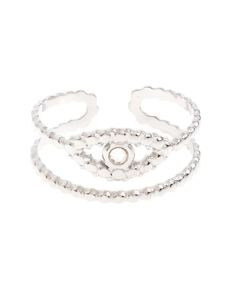 Anillo Doble Zirconias Plata