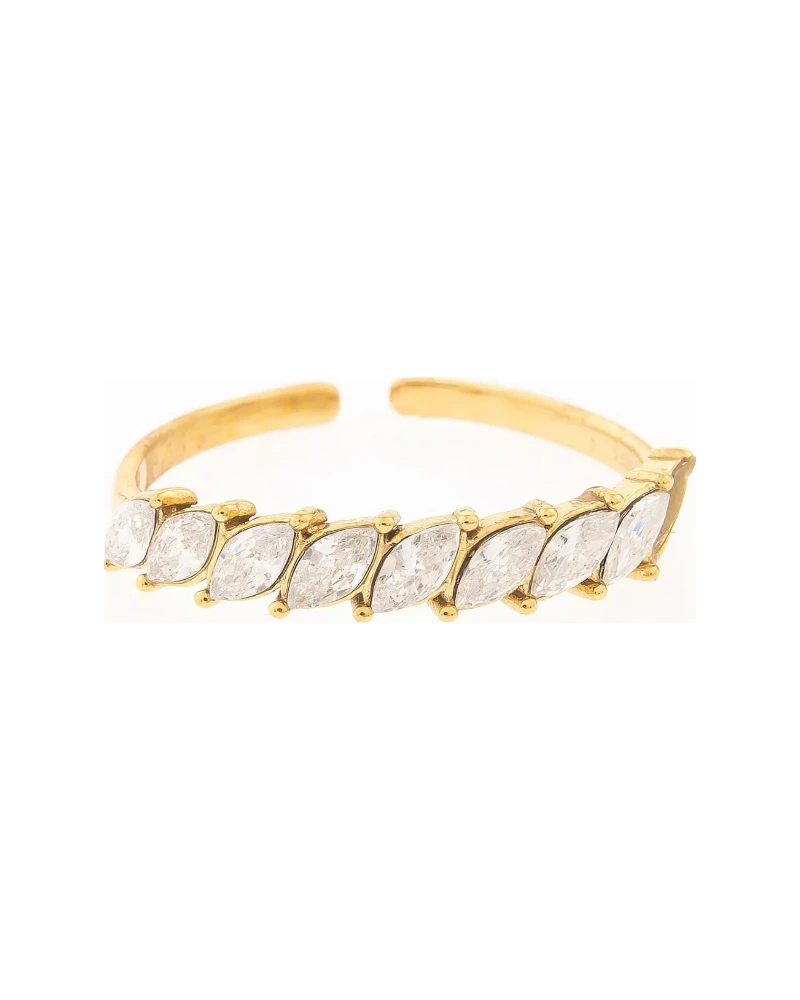 Anillo Cintillo Doble Zirconias Dorado