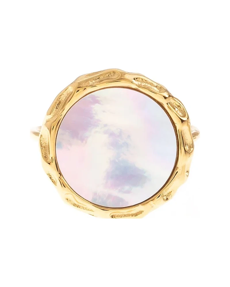 Anillo Nácar Redondo Dorado