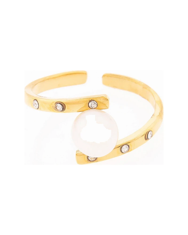 Anillo Torcido con Perla Dorado