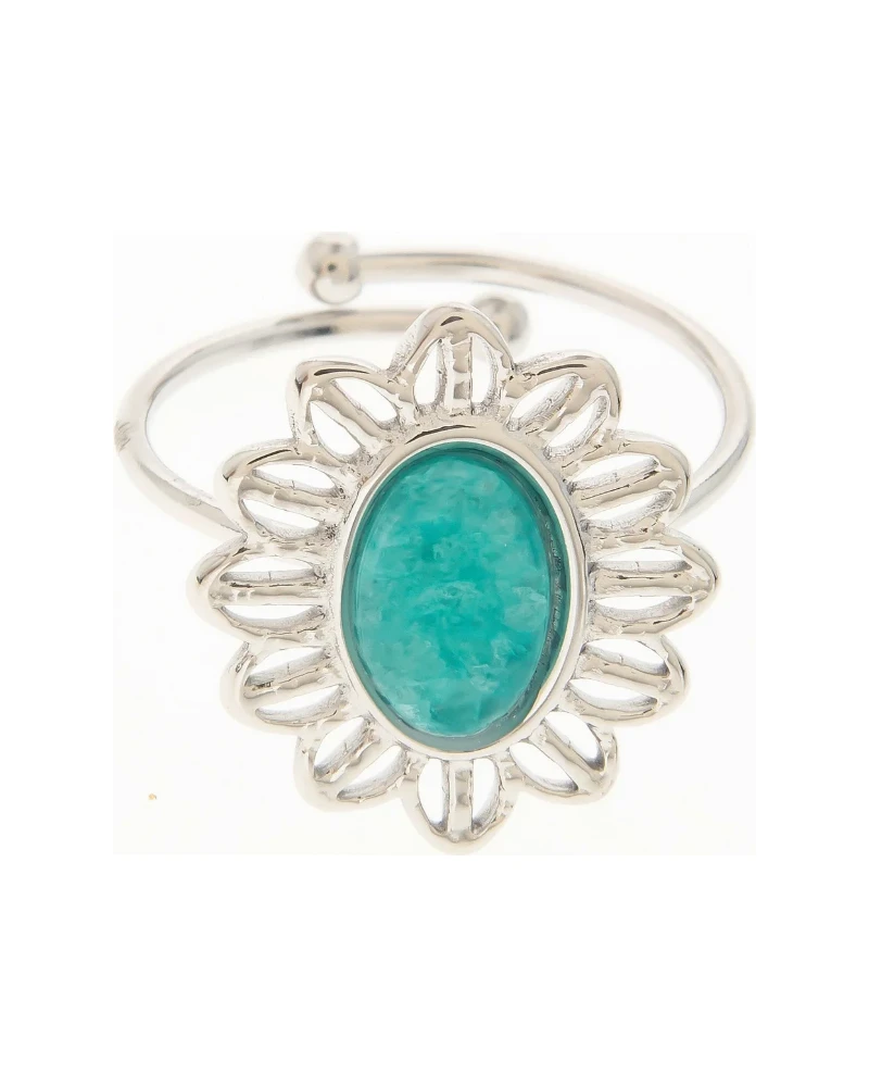 Anillo Oval Turquesa Dorado