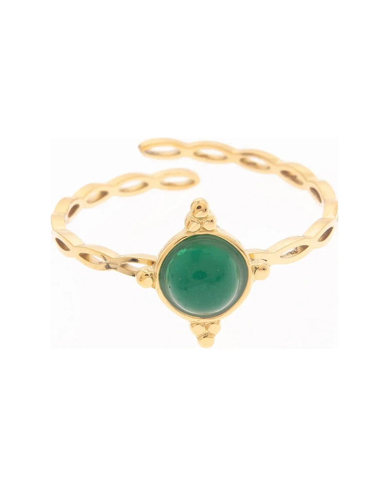 Anillo de piedra gris Oro Grueso 14K