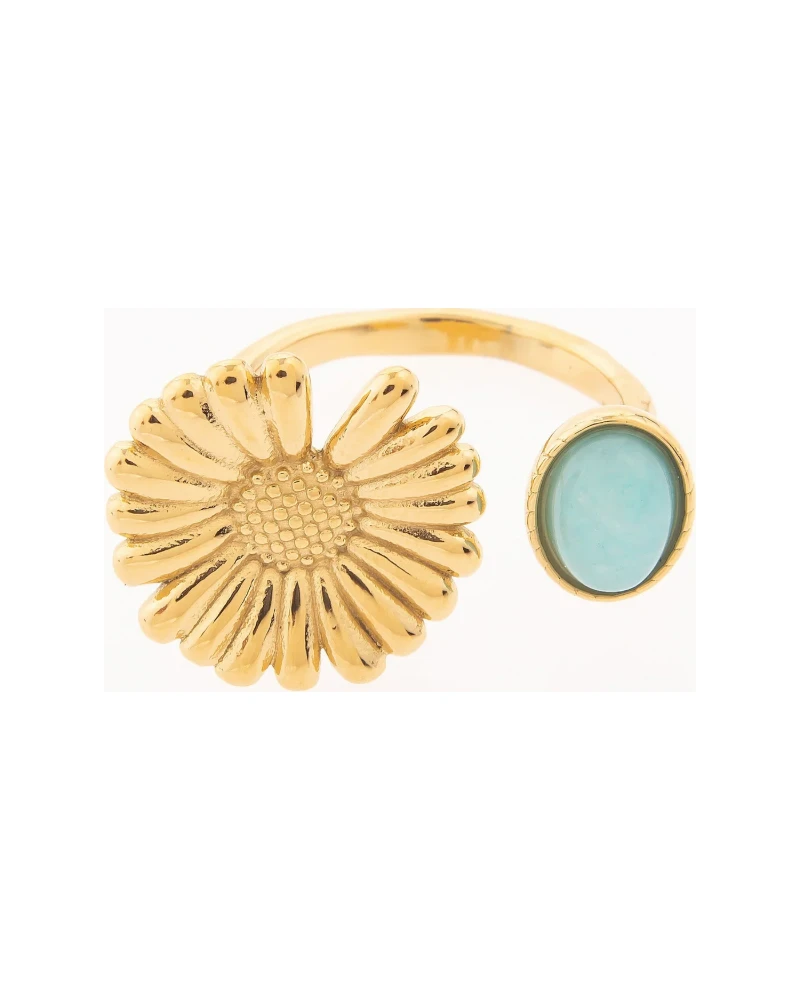 Anillo Sol y Turquesa Dorado