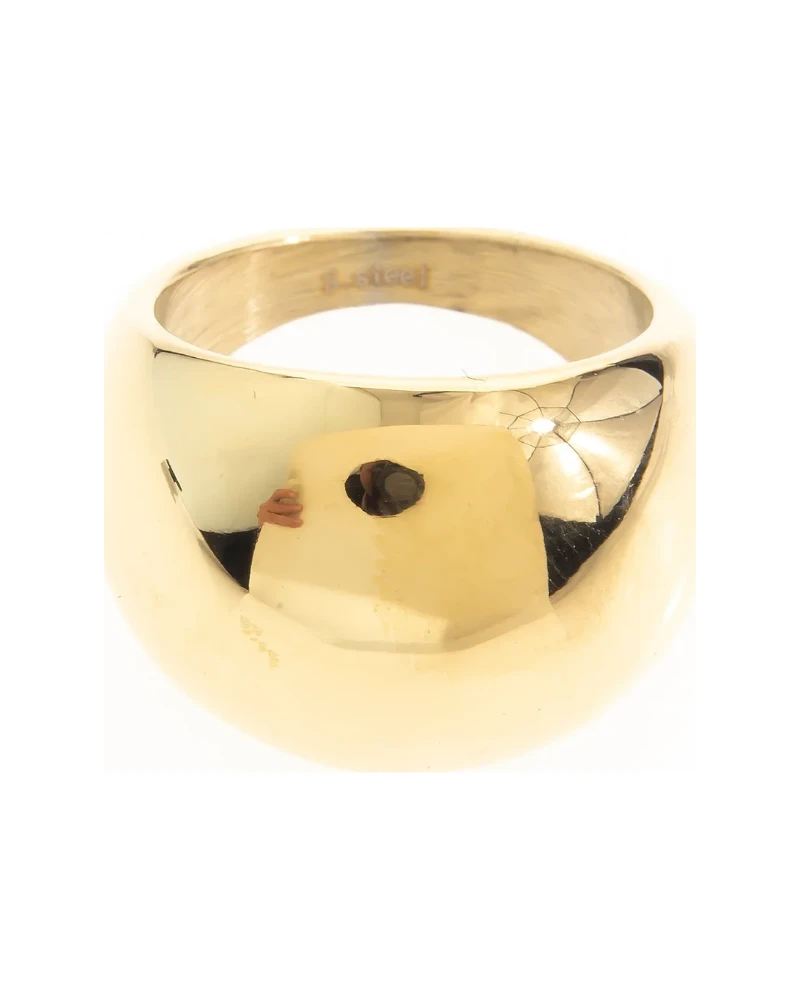 Anillo Domo con Punto Negro Dorado