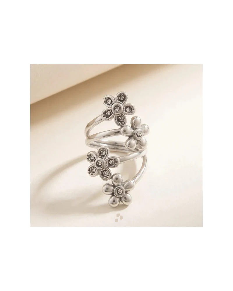 Anillo Enredadera Floral Plata