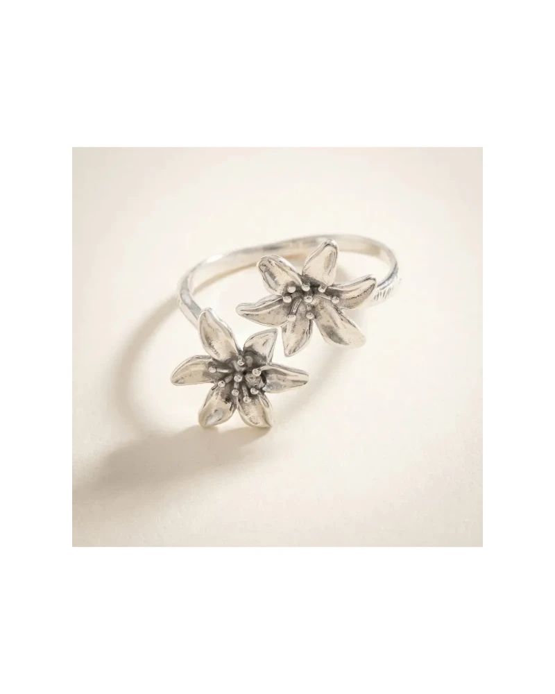 Anillo Flor con Zirconias Plata