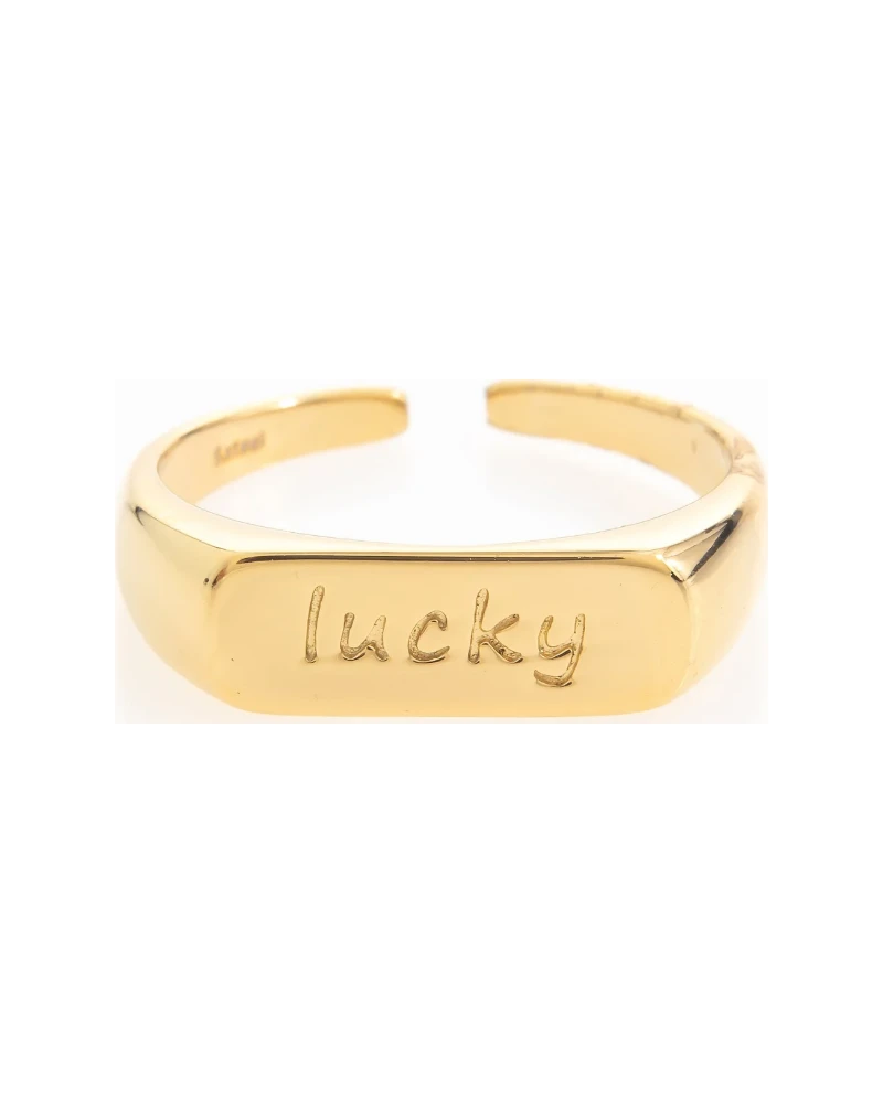 Anillo Placa Grabada Dorado