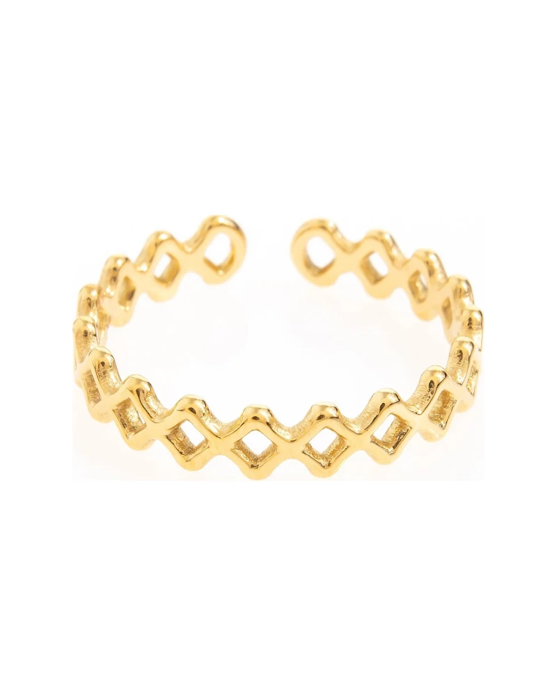 Anillo Cintillo de Corazones Dorado