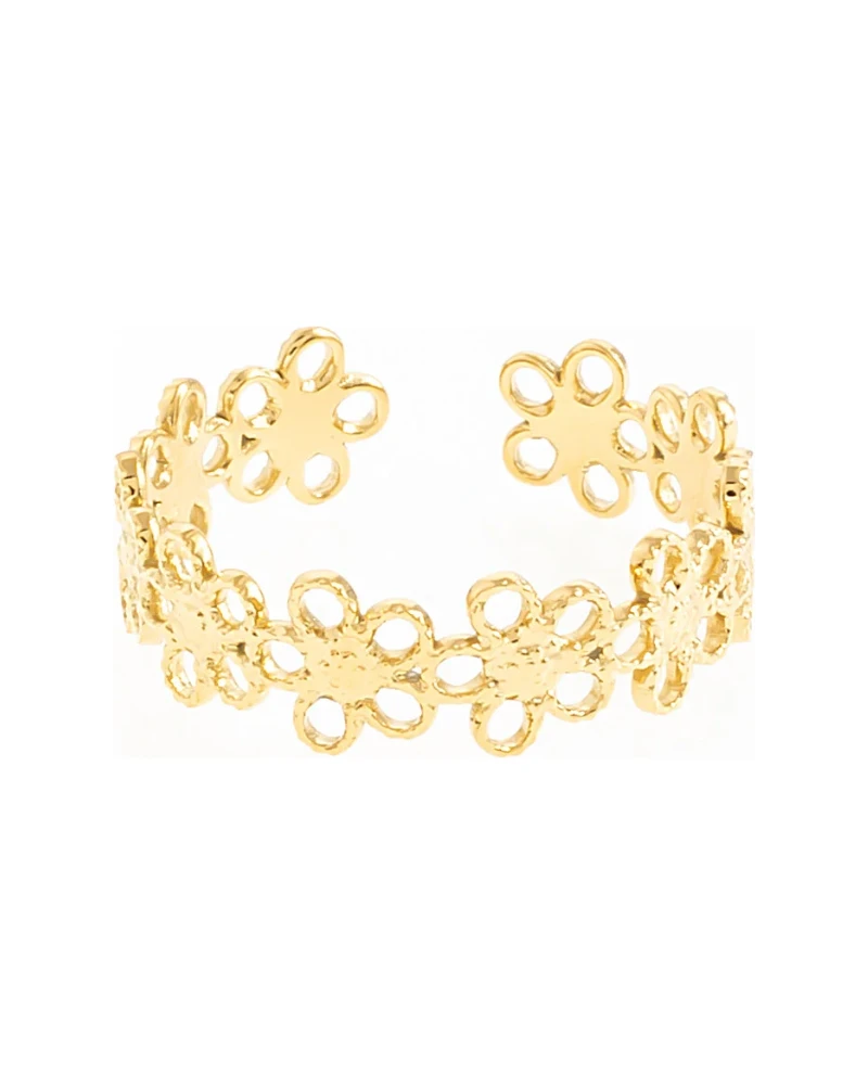 Anillo Cintillo de Flores Dorado