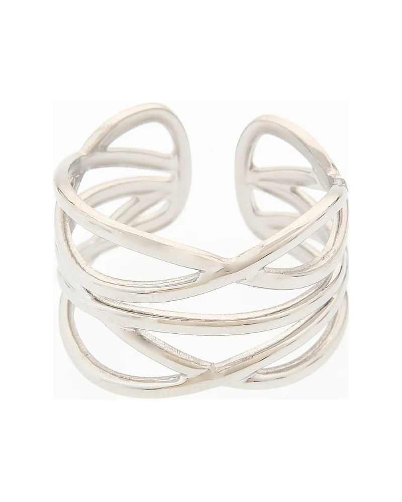 Anillo Ancho Trenzado Plata