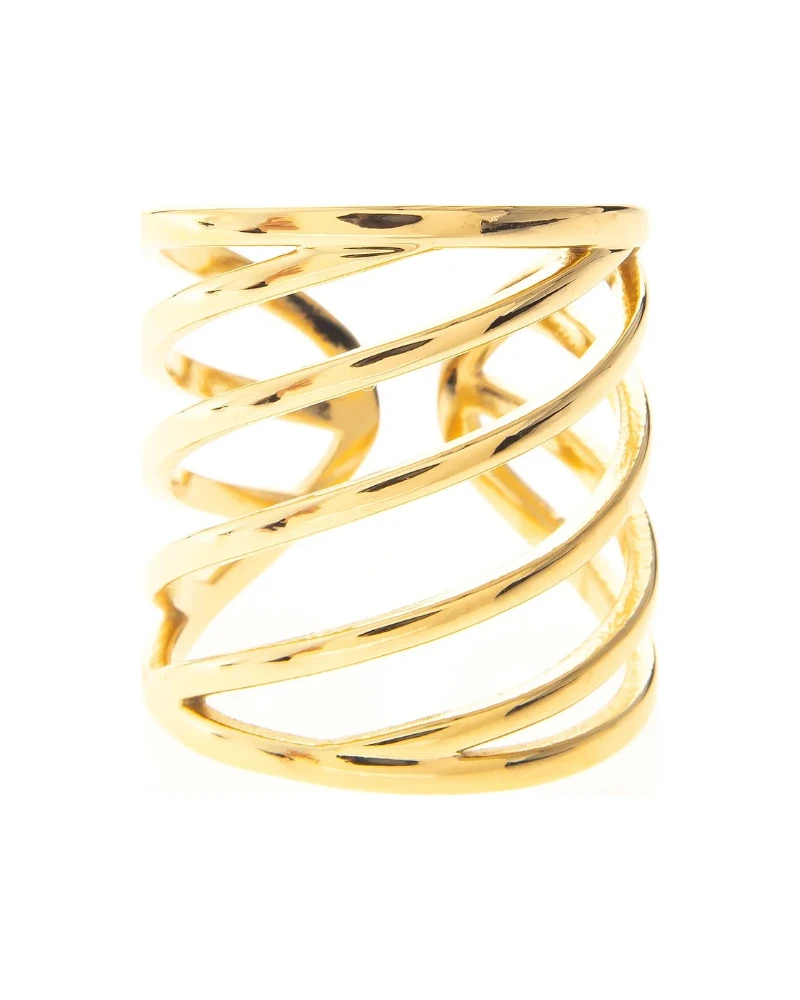 Anillo Ancho Cruzado Dorado