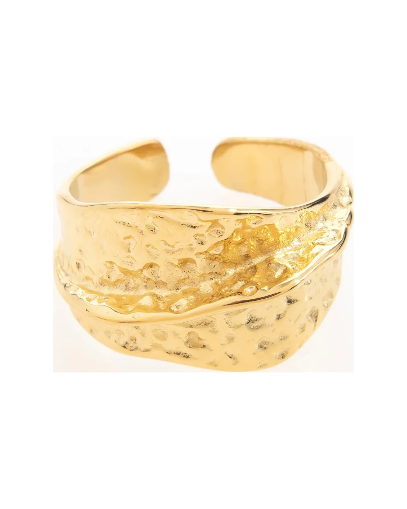 Anillo Ancho Martillado Dorado