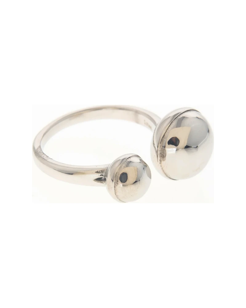 Anillo Abierto Dos Esferas Plata