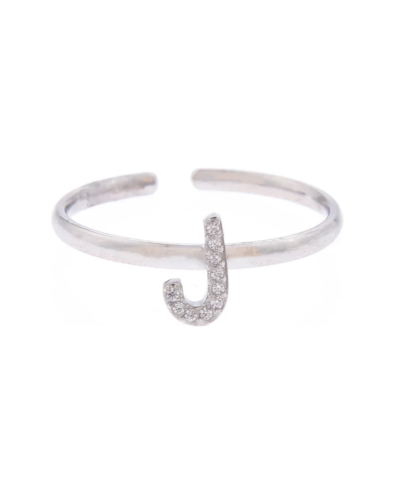 Anillo Oro Grueso 14K con forma de J