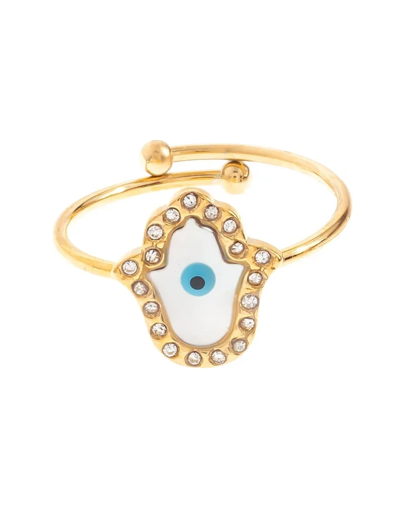 Anillo Ojo Turco Oval Dorado