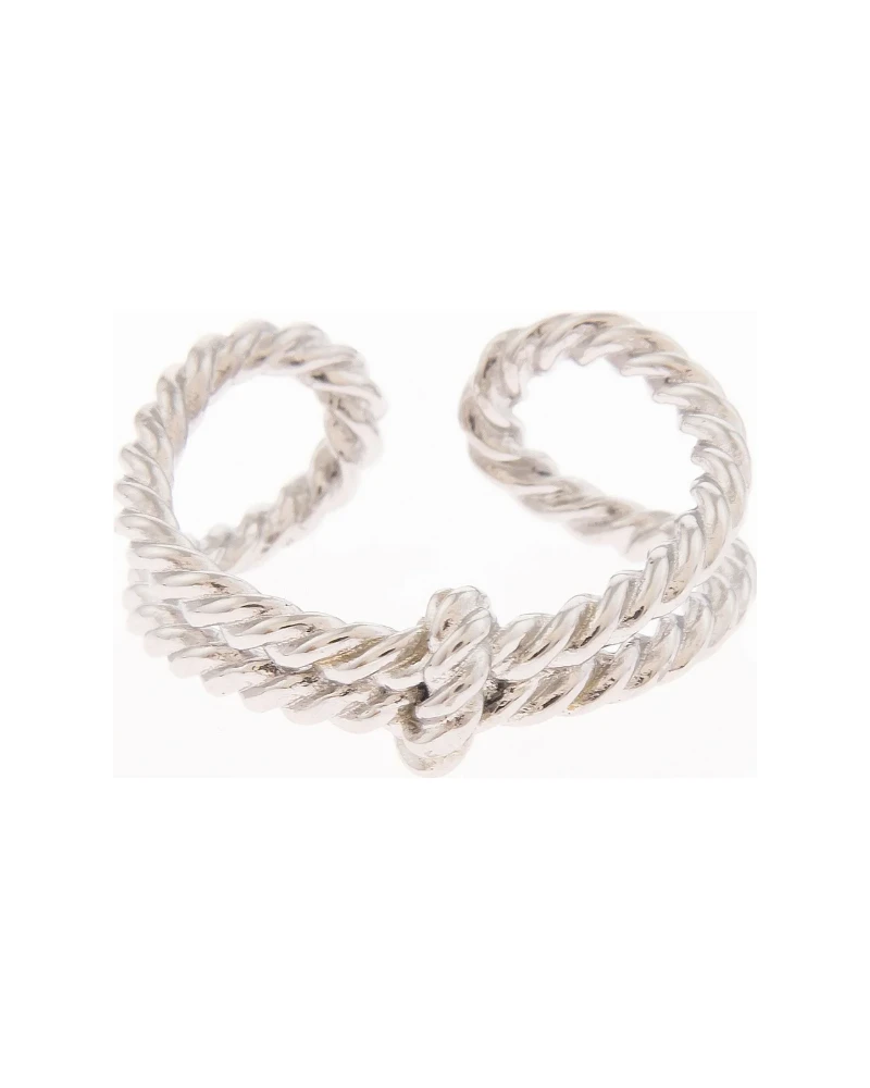 Anillo Abierto Linea de Zirconias Plata