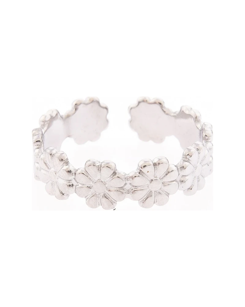 Anillo Cintillo de Flores Plata