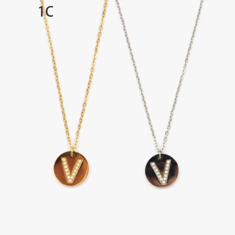 Collar con la letra V Oro Grueso 14K