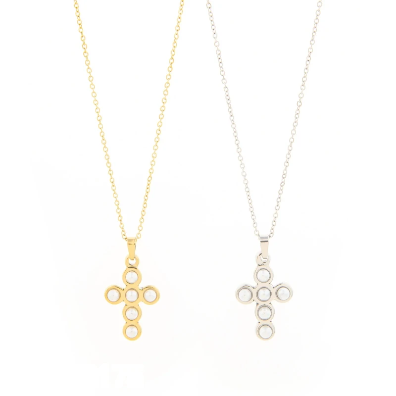 Collar Cruz Pave Dorado