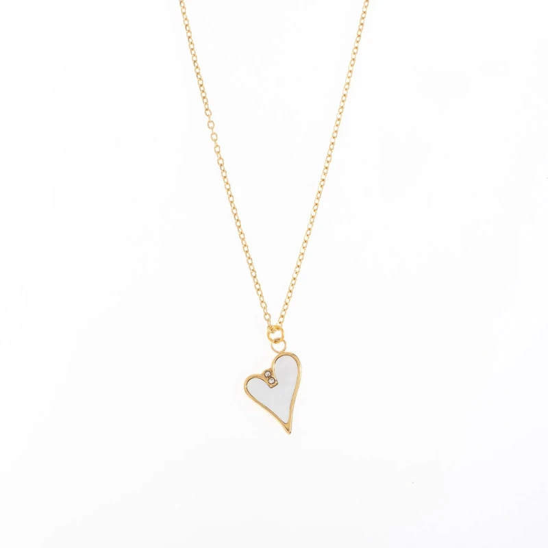 Collar Corazón de Zirconias Dorado