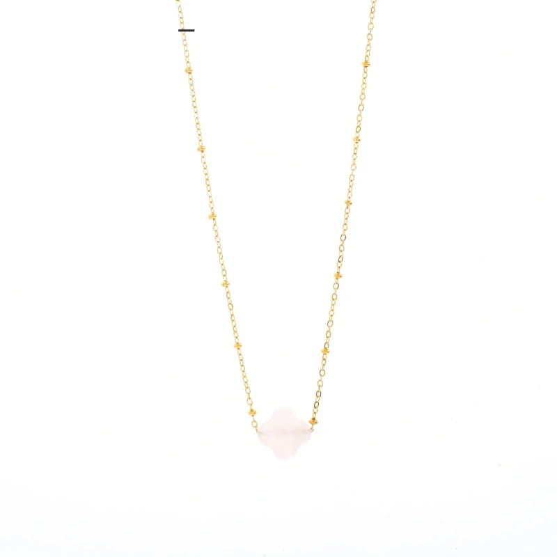 Collar de piedra blanca Oro Grueso 14K