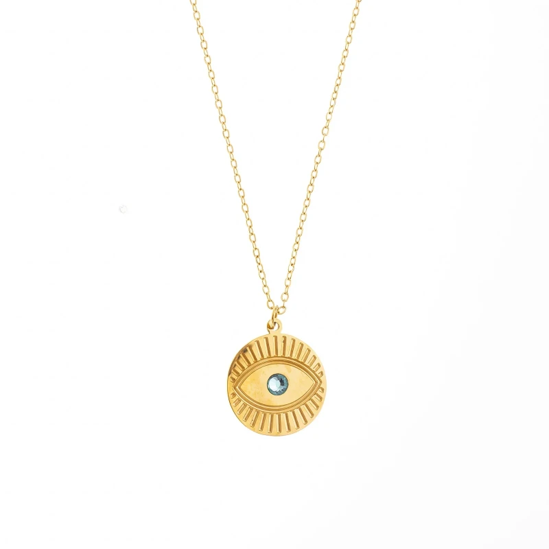 Collar Medallon Grabado Dorado