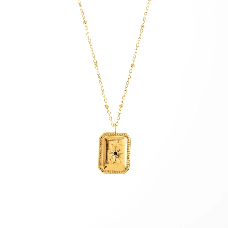 Collar Placa Vertical Dorado