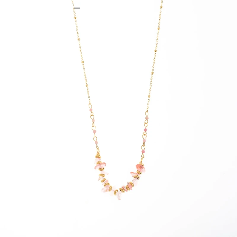 Collar Pink Crystal Chips