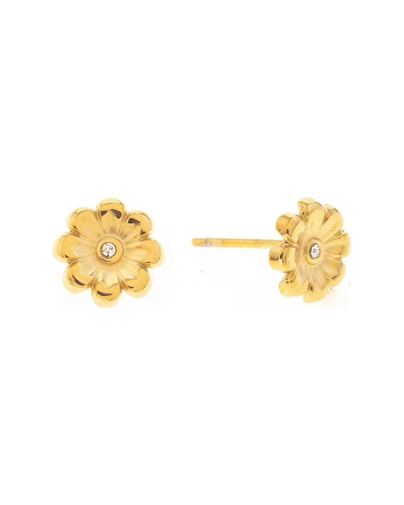 Aretes Flor de Zirconias Dorado