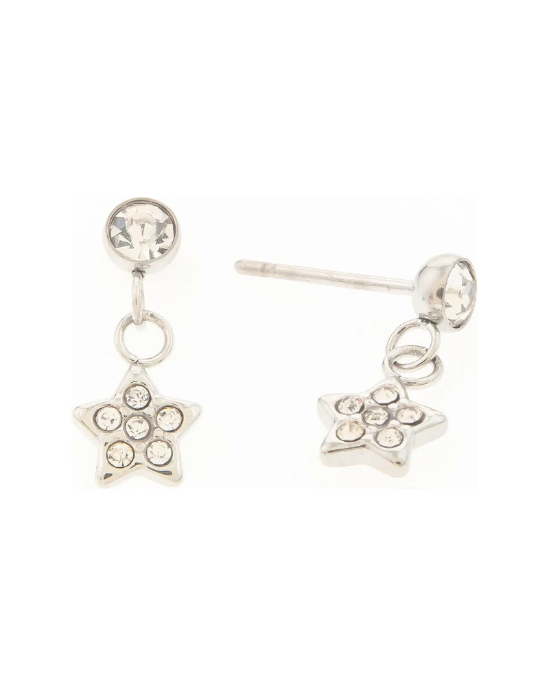 Aretes Flor Colgante Plata