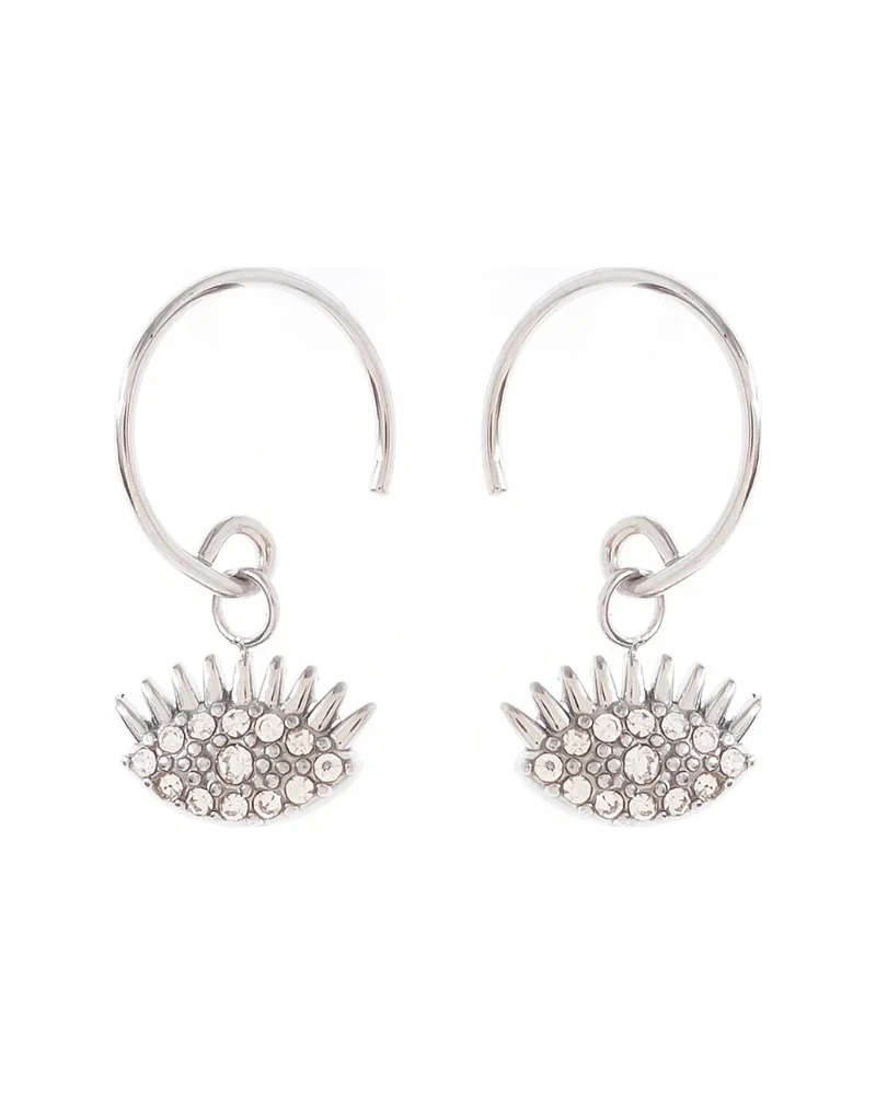 Aretes Aro con Círculo de Zirconias Plata
