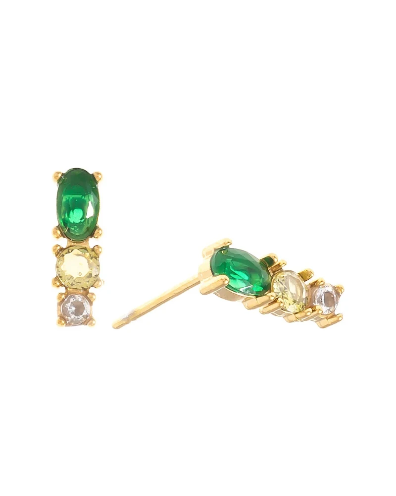 Pendientes de circonita rosa Oro Grueso 14K