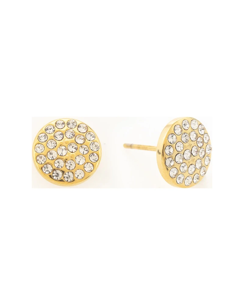 Aretes Círculo Pave Dorado