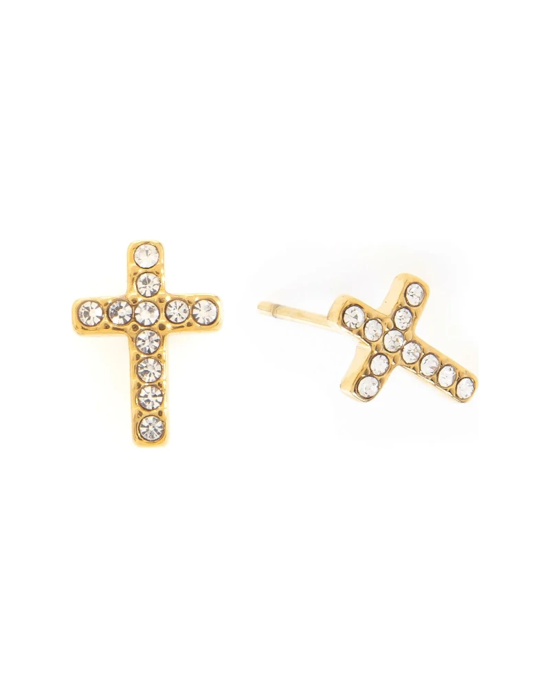 Aretes Cruz de Zirconias Dorado