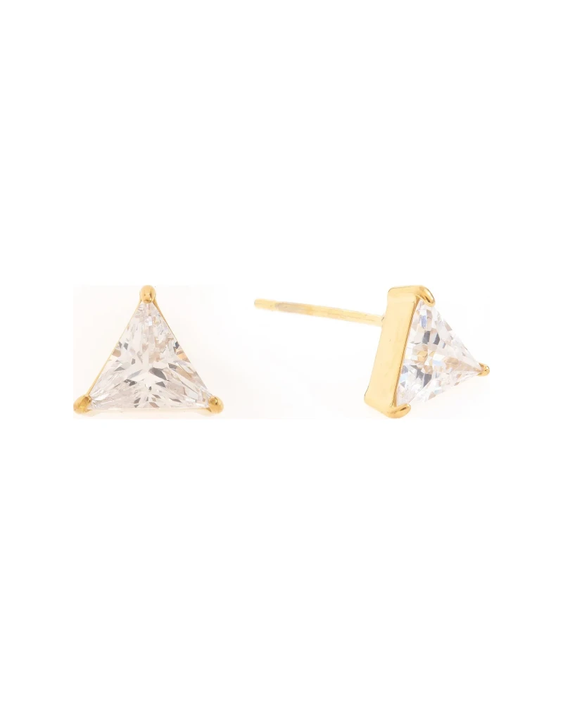 Aretes Triangulo de Zirconias Dorado