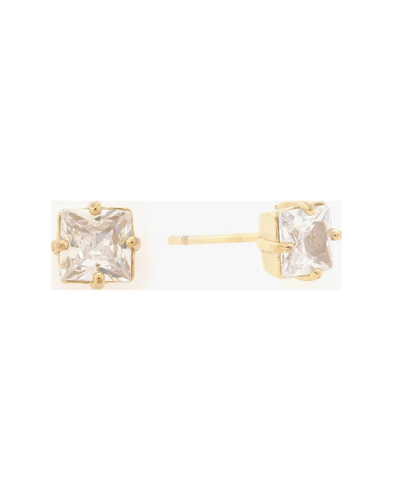 Aretes Punto de Zirconia Dorado