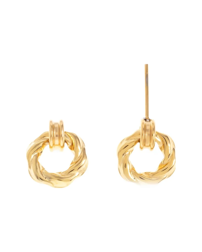Aretes Círculo Colgante Dorado