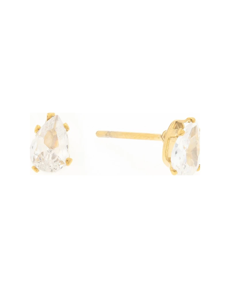 Aretes Broquel de Zirconia Dorado