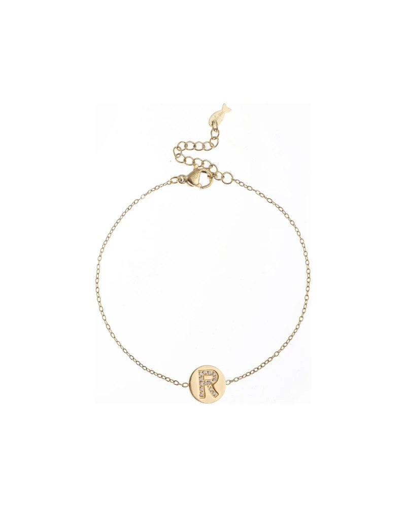 Pulsera con la letra R Oro Grueso 14K