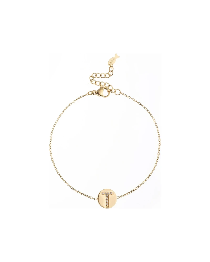 Pulsera con la letra T Oro Grueso 14K