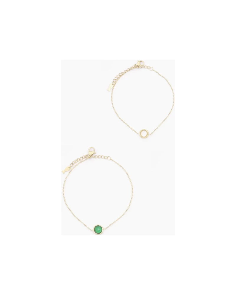 Pulsera Dije Verde Dorado